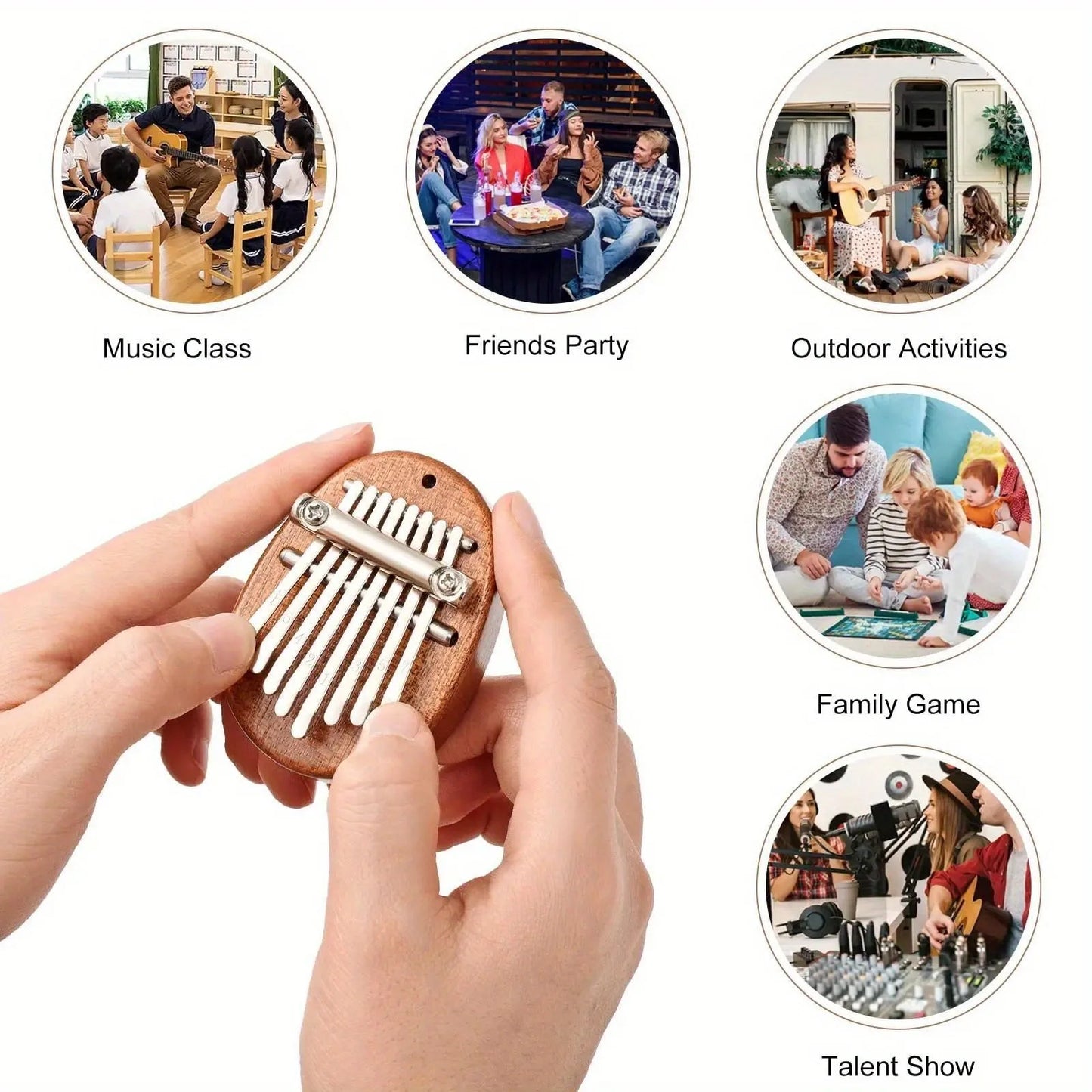 Portable 8-Key Thumb Piano – Mini Kalimba Pendant for Stress Relief & Musical Fun