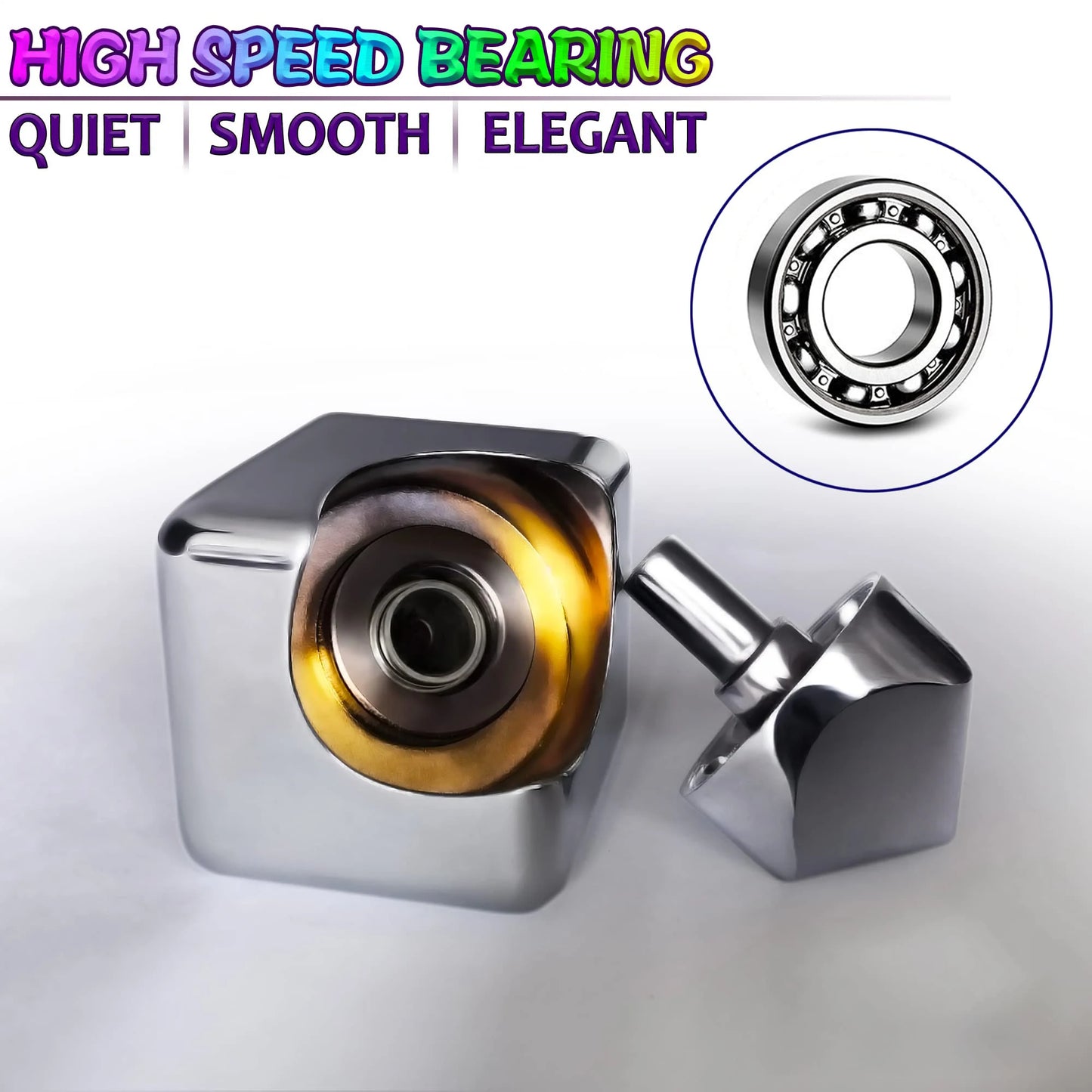Portable Metal Cube Fidget Spinner – 360° Rotating Stress Relief Toy for Adults & Teens
