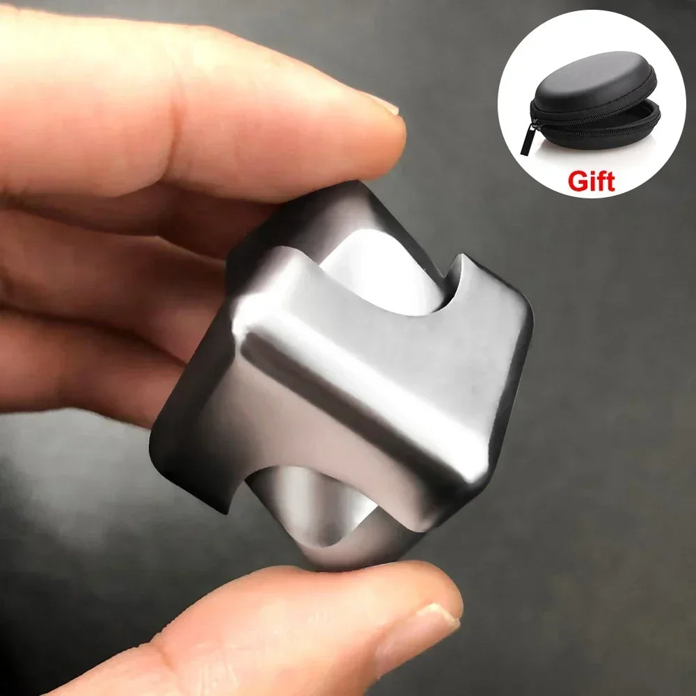 Portable Metal Cube Fidget Spinner – 360° Rotating Stress Relief Toy for Adults & Teens