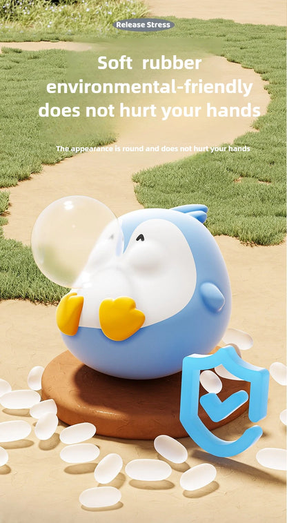 Silicone Bubble-Blowing Animal Toy – Stress Relief Squeeze Keychain & Desktop Decoration
