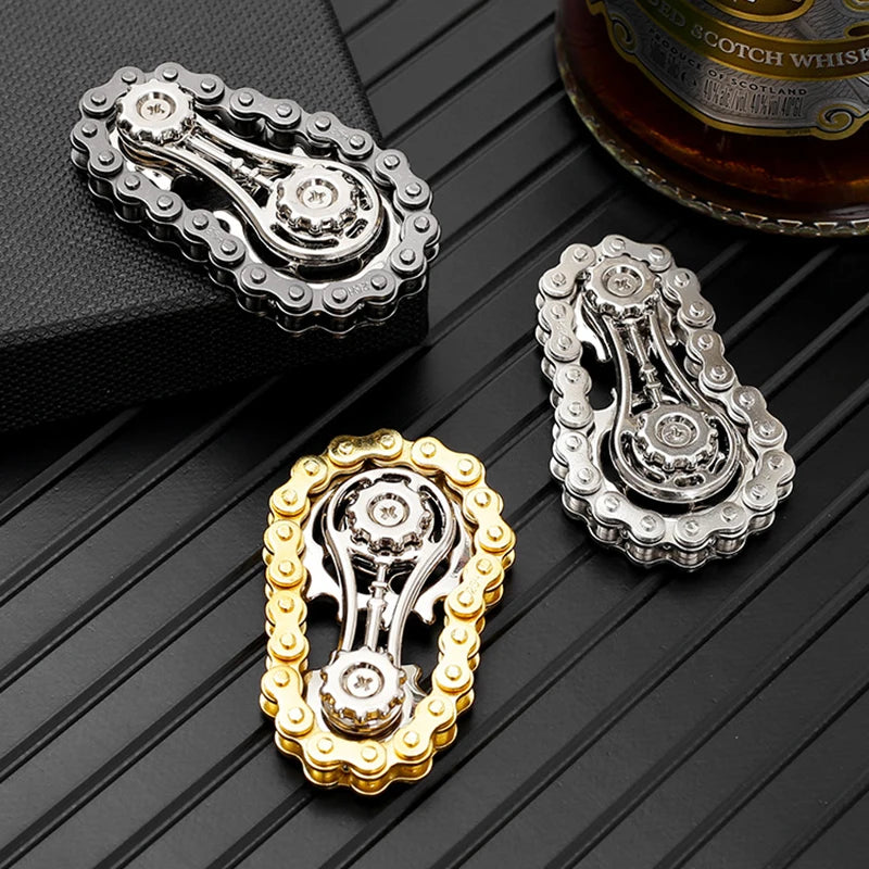 Bike Chain Gear Fidget Spinner – Stainless Steel Sprocket Flywheel EDC Toy for Stress & Anxiety Relief
