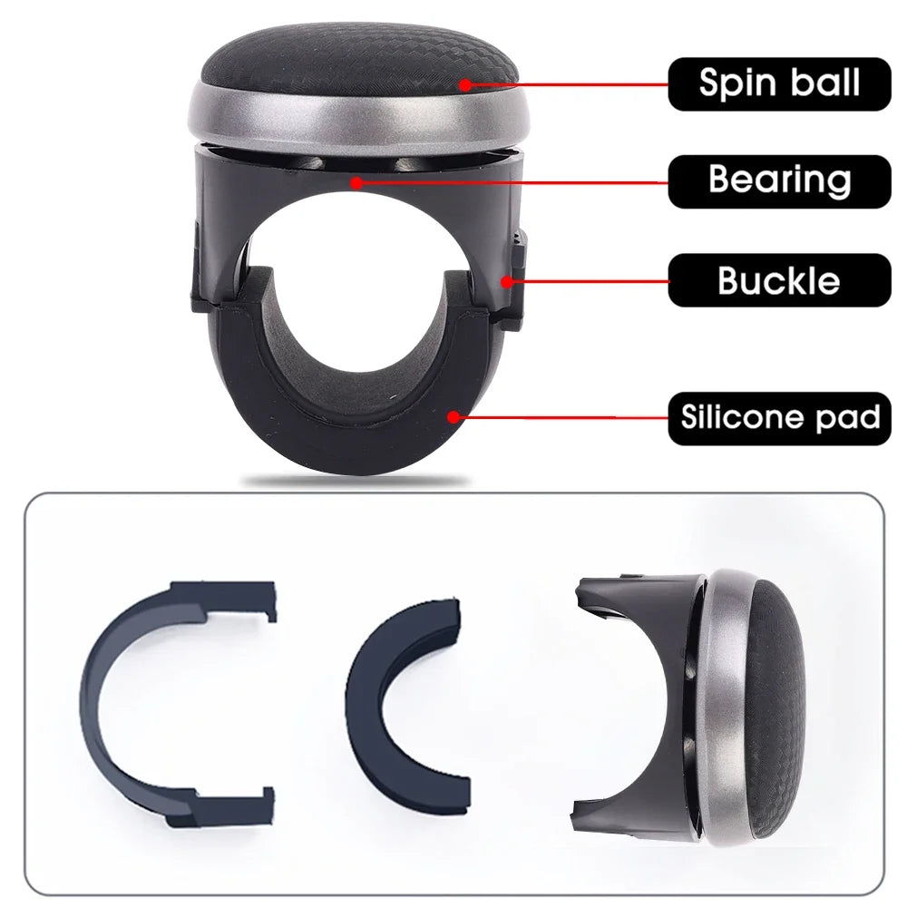 360° Rotating Steering Wheel Spinner Knob – Effort-Saving One-Handed Control for Cars, Trucks, and SUV