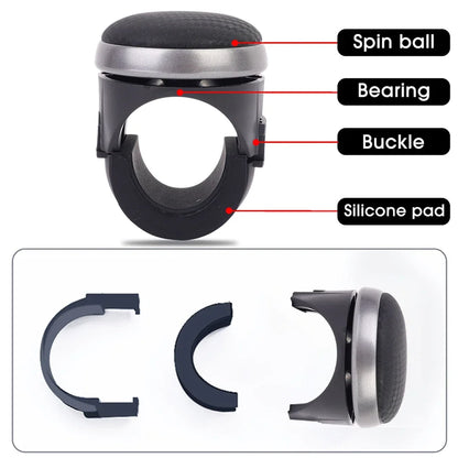 360° Rotating Steering Wheel Spinner Knob – Effort-Saving One-Handed Control for Cars, Trucks, and SUV