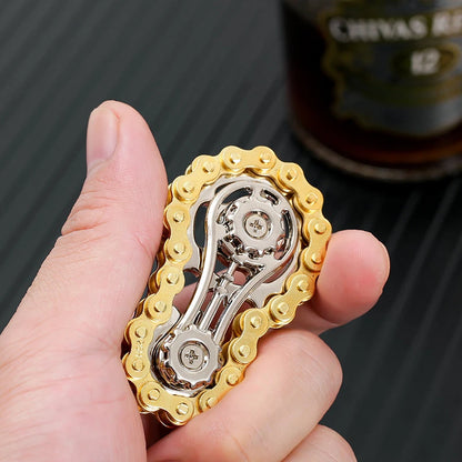 Bike Chain Gear Fidget Spinner – Stainless Steel Sprocket Flywheel EDC Toy for Stress & Anxiety Relief