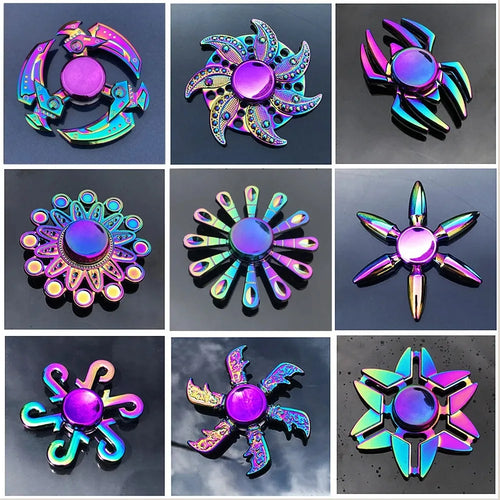 Gradient Rainbow Metal Fidget Spinner – Silent R188 Bearing, EDC Hand Spinner for Anxiety Relie