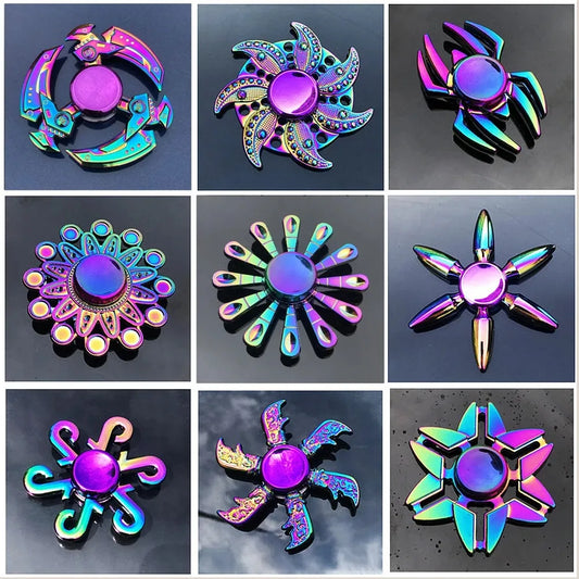 Gradient Rainbow Metal Fidget Spinner – Silent R188 Bearing, EDC Hand Spinner for Anxiety Relie