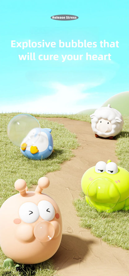 Silicone Bubble-Blowing Animal Toy – Stress Relief Squeeze Keychain & Desktop Decoration