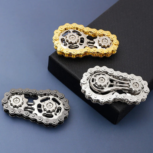 Bike Chain Gear Fidget Spinner – Stainless Steel Sprocket Flywheel EDC Toy for Stress & Anxiety Relief