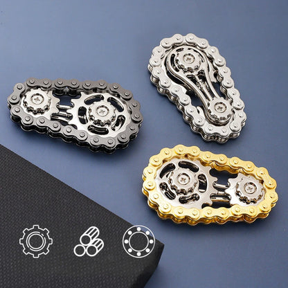 Bike Chain Gear Fidget Spinner – Stainless Steel Sprocket Flywheel EDC Toy for Stress & Anxiety Relief