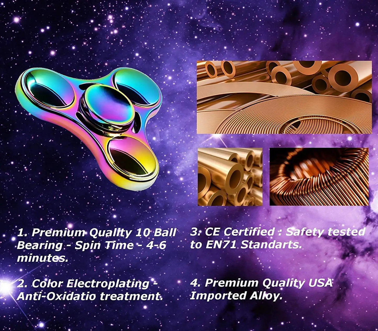 Premium Stainless Steel Fidget Spinner – Long Spin Time, High-Speed Precision for Stress & Anxiety Relief
