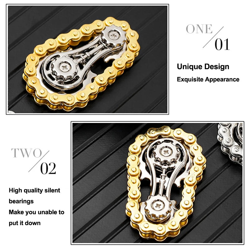 Bike Chain Gear Fidget Spinner – Stainless Steel Sprocket Flywheel EDC Toy for Stress & Anxiety Relief