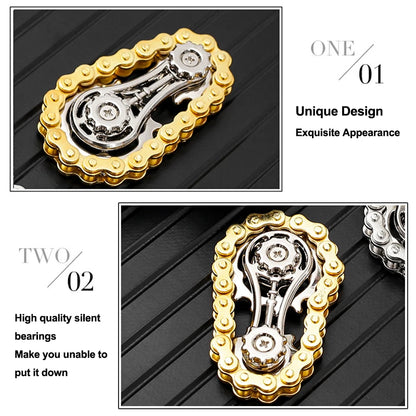 Bike Chain Gear Fidget Spinner – Stainless Steel Sprocket Flywheel EDC Toy for Stress & Anxiety Relief