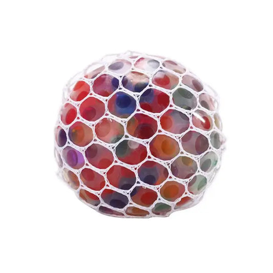 Mesh Squishy Ball with Rainbow Slime – Glow-in-the-Dark TPR Stress Relief Toy for Kids & Adults