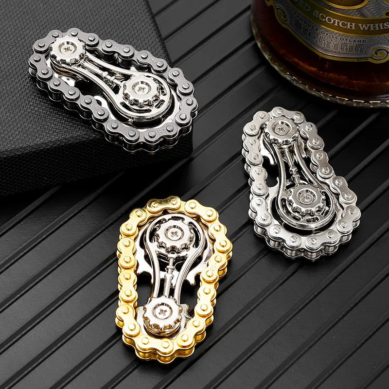 Bike Chain Gear Fidget Spinner – Stainless Steel Sprocket Flywheel EDC Toy for Stress & Anxiety Relief