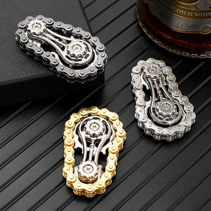 Bike Chain Gear Fidget Spinner – Stainless Steel Sprocket Flywheel EDC Toy for Stress & Anxiety Relief