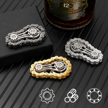Bike Chain Gear Fidget Spinner – Stainless Steel Sprocket Flywheel EDC Toy for Stress & Anxiety Relief