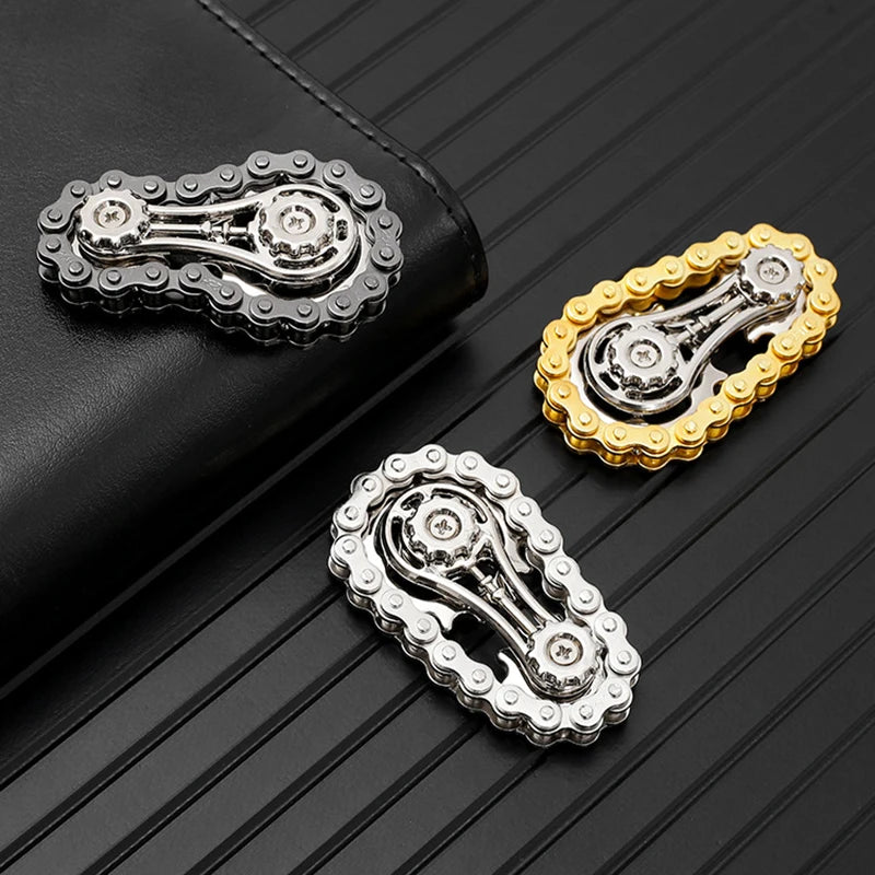 Bike Chain Gear Fidget Spinner – Stainless Steel Sprocket Flywheel EDC Toy for Stress & Anxiety Relief