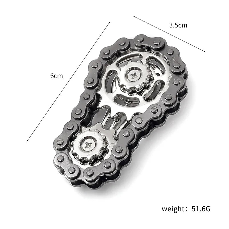Bike Chain Gear Fidget Spinner – Stainless Steel Sprocket Flywheel EDC Toy for Stress & Anxiety Relief