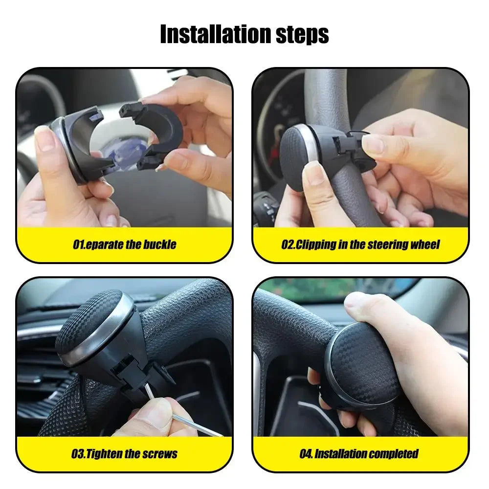 360° Rotating Steering Wheel Spinner Knob – Effort-Saving One-Handed Control for Cars, Trucks, and SUV