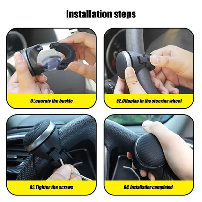 360° Rotating Steering Wheel Spinner Knob – Effort-Saving One-Handed Control for Cars, Trucks, and SUV