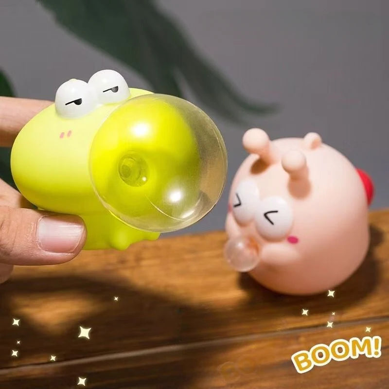 Silicone Bubble-Blowing Animal Toy – Stress Relief Squeeze Keychain & Desktop Decoration