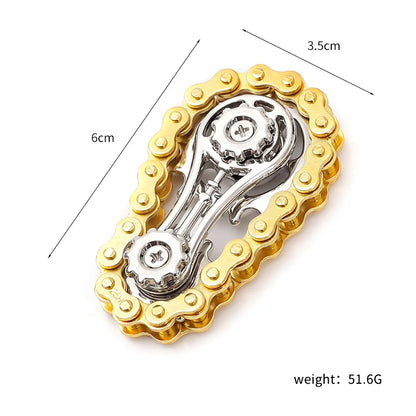 Bike Chain Gear Fidget Spinner – Stainless Steel Sprocket Flywheel EDC Toy for Stress & Anxiety Relief