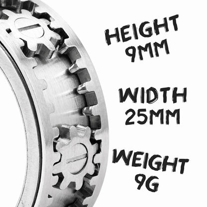 Unisex Stainless Steel Gear Spinner Ring – Punk Rock Fidget Jewelry Inspired by 'Stranger Things
