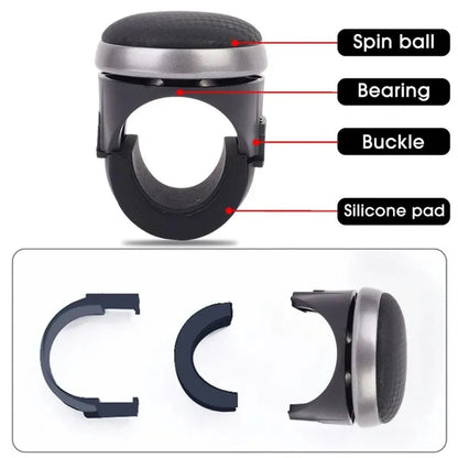 360° Rotating Steering Wheel Spinner Knob – Effort-Saving One-Handed Control for Cars, Trucks, and SUV