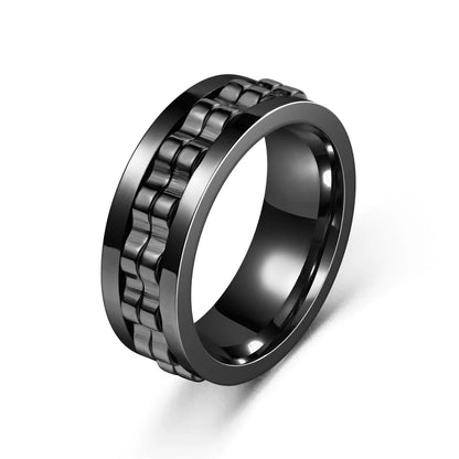 Rotating Gear Chain Fidget Ring for Men – Stress Relief Stainless Steel Punk Ring