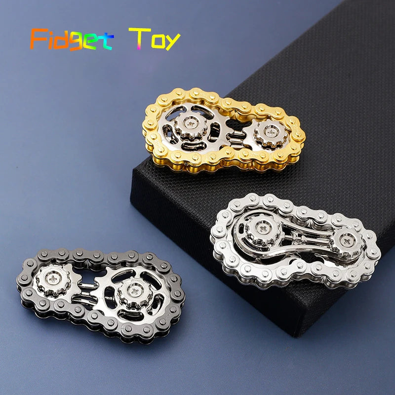 Bike Chain Gear Fidget Spinner – Stainless Steel Sprocket Flywheel EDC Toy for Stress & Anxiety Relief